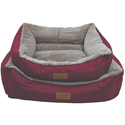 HugglePets - Lux Plush Dog Lounger - Red - Dog Lounger HugglePets - Lux Plush Dog Lounger - Red - Dog Lounger
