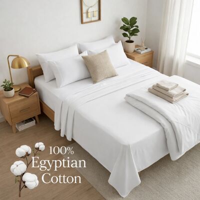Oxford Homeware - Flat White Bed Sheets - 225x275 cm - Double - Bed Sheets Oxford Homeware - Flat White Bed Sheets - 225x275 cm - Double - Bed Sheets
