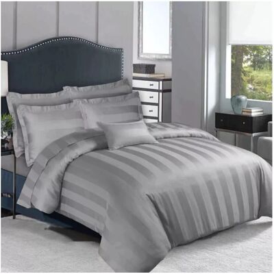 Supreme Bedding Ltd - Stripe Duvet Quilt Cover Set - Grey - Single - Bed Linen Supreme Bedding Ltd - Stripe Duvet Quilt Cover Set - Grey - Single - Bed Linen