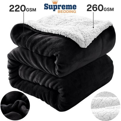 Supreme Bedding Ltd - Sherpa Throw Blanket - Black Supreme Bedding Ltd - Sherpa Throw Blanket - Black