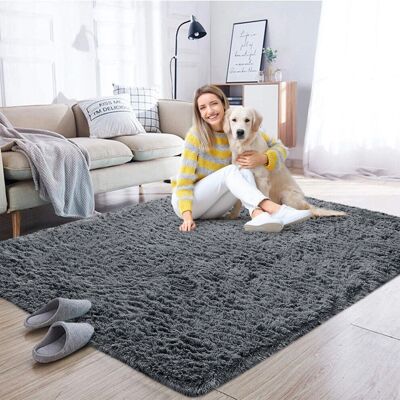 ASPIRE HOMEWARE Grey 120x170cm Fluffy Rug - Non Slip Indoor Outdoor Carpet ASPIRE HOMEWARE Grey 120x170cm Fluffy Rug - Non Slip Indoor Outdoor Carpet