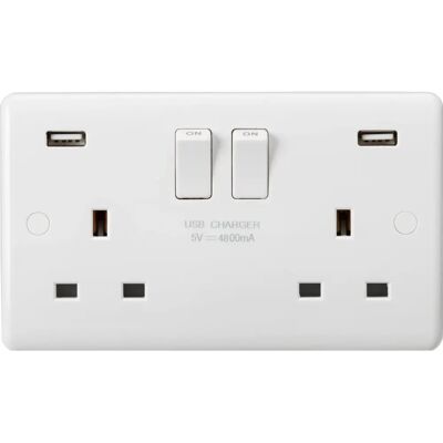 Knightsbridge CU9948 - Gebogener Kant USB-Steckdose - Elektrischer Anschluss Knightsbridge CU9948 - Gebogener Kant USB-Steckdose - Elektrischer Anschluss