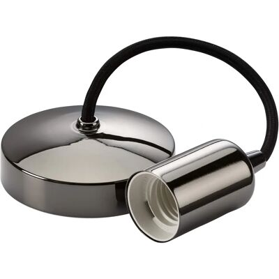 Knightsbridge Nickel Black E27 Pendant Light - Steel, 6-inch Knightsbridge Nickel Black E27 Pendant Light - Steel, 6-inch