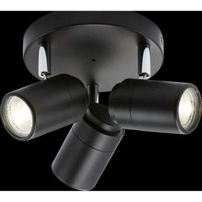Knightsbridge Triple GU10 Spotlight - Black Opaco - 20W - IP44 Knightsbridge Triple GU10 Spotlight - Black Opaco - 20W - IP44