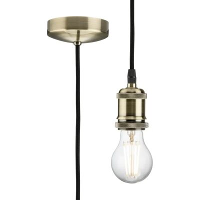 Knightsbridge Vintage Pendant Set - 1.8m Brass - E27 - IP20 - 80W Knightsbridge Vintage Pendant Set - 1.8m Brass - E27 - IP20 - 80W