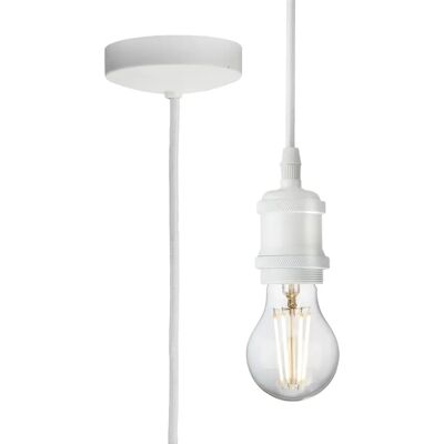 Knightsbridge Vintage E27 1.8m Pendant Light Set - White Matte Knightsbridge Vintage E27 1.8m Pendant Light Set - White Matte
