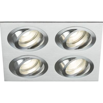 Knightsbridge Ambar Quad Tilt Square Downlight - Cromo spazzolato - IP20 - 17.5cm - GU10 Knightsbridge Ambar Quad Tilt Square Downlight - Cromo spazzolato - IP20 - 17.5cm - GU10