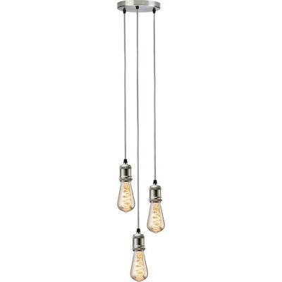 Knightsbridge Calla Vintage Pendant Light - 3 Light Cluster - Brushed Chrome Knightsbridge Calla Vintage Pendant Light - 3 Light Cluster - Brushed Chrome