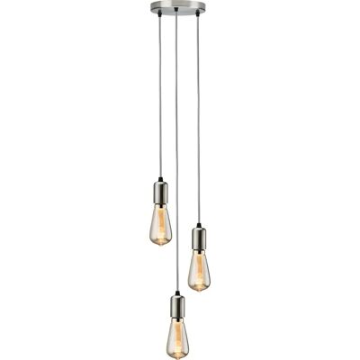 Knightsbridge Calla - Pendant Lamp - 3-Light Brushed Chrome 230V E27 Knightsbridge Calla - Pendant Lamp - 3-Light Brushed Chrome 230V E27