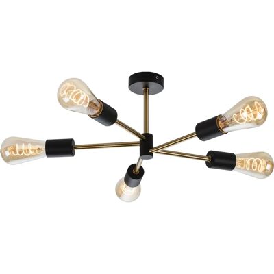 Knightsbridge SENA - Black and Gold Ceiling Pendant - 230V IP20 5 Light Knightsbridge SENA - Black and Gold Ceiling Pendant - 230V IP20 5 Light