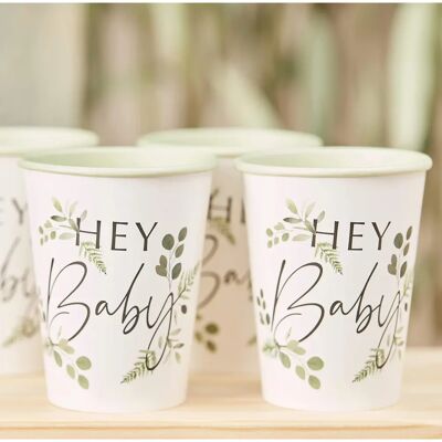 Ginger Ray Hey Baby Botanisch Eco Unisex Feestbekers - Feestbekers Ginger Ray Hey Baby Botanisch Eco Unisex Feestbekers - Feestbekers