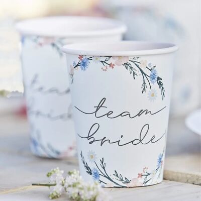 Ginger Ray 8 Pink Floral Team Bride Hen Party Cups Ginger Ray 8 Pink Floral Team Bride Hen Party Cups
