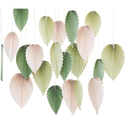 Ginger Ray 25 Palm Leaf Paper Fans Party Decor - Green Ginger Ray 25 Palm Leaf Paper Fans Party Decor - Green