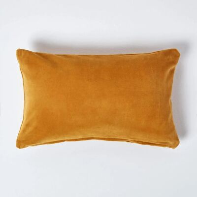 Homescapes Mustard Cotton Velvet Cushion Cover - Cushion Cover Homescapes Mustard Cotton Velvet Cushion Cover - Cushion Cover