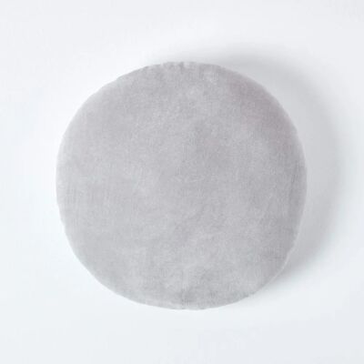 Coussin en Velours de Coton Gris Clair Homescapes - Rond 40cm - Publicité Coussin en Velours de Coton Gris Clair Homescapes - Rond 40cm - Publicité