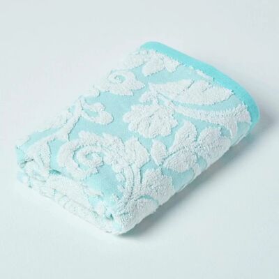 Homescapes Damask 600 GSM Turkish Cotton Aqua Hand Towel - Towel Homescapes Damask 600 GSM Turkish Cotton Aqua Hand Towel - Towel