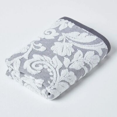 Homescapes Damask Turkish Cotton Towel - Silver - 600 GSM Homescapes Damask Turkish Cotton Towel - Silver - 600 GSM