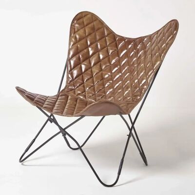 BKF Hardoy - Chaise Papillon en Cuir Marron - Publicité BKF Hardoy - Chaise Papillon en Cuir Marron - Publicité