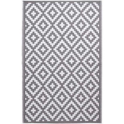 Tapis d'extérieur géométrique blanc et gris Homescapes Zoe - Publicité Tapis d'extérieur géométrique blanc et gris Homescapes Zoe - Publicité
