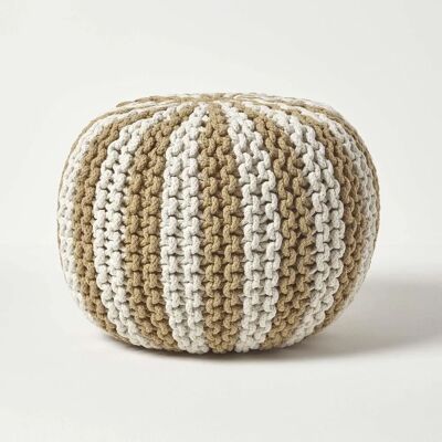 Homescapes Gestrickter Pouf - Gestreifter Hocker - 35 x 40 cm - Unisex Homescapes Gestrickter Pouf - Gestreifter Hocker - 35 x 40 cm - Unisex