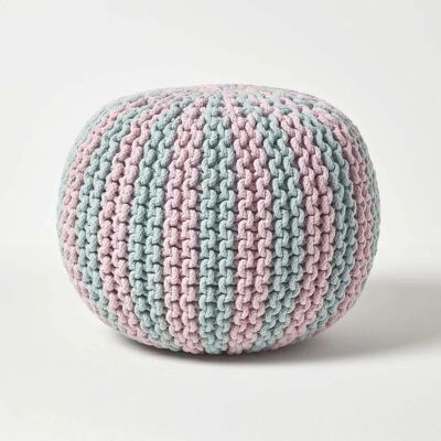 Homescapes Pastell Blau Rosa gestrickter Pouffe 35x40cm - Hocker Homescapes Pastell Blau Rosa gestrickter Pouffe 35x40cm - Hocker