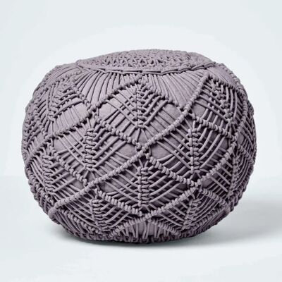 Homescapes Grey Macrame Knitted Pouffe - Pouffe Homescapes Grey Macrame Knitted Pouffe - Pouffe