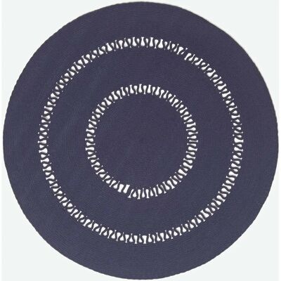 Homescapes Navy Crochet Braided Rug - Round 150cm Homescapes Navy Crochet Braided Rug - Round 150cm