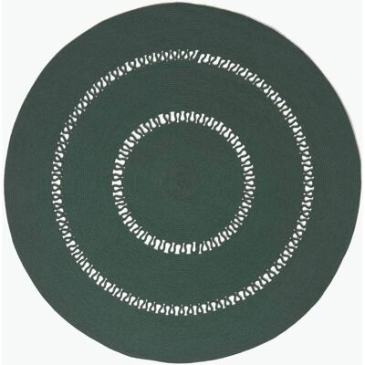 Homescapes 120 cm Round Green Crochet Braided Rug - Rug Homescapes 120 cm Round Green Crochet Braided Rug - Rug