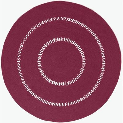Homescapes Homescapes Crochet Rug - Round 150cm Plum Homescapes Homescapes Crochet Rug - Round 150cm Plum
