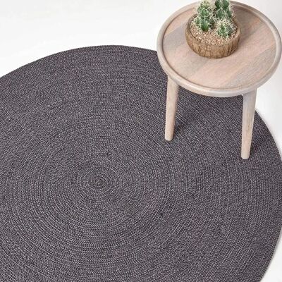 Homescapes Grey and Black Melange Round Rug - 150cm Homescapes Grey and Black Melange Round Rug - 150cm