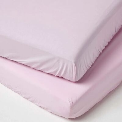 Homescapes Pink Cotton Cot Fitted Sheets - 200 TC Homescapes Pink Cotton Cot Fitted Sheets - 200 TC