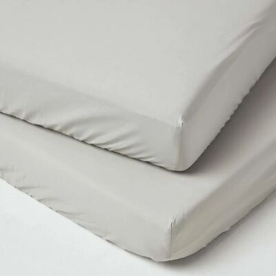Homescapes Grey Cotton Fitted Sheets - 200 TC - Set of 2 Homescapes Grey Cotton Fitted Sheets - 200 TC - Set of 2