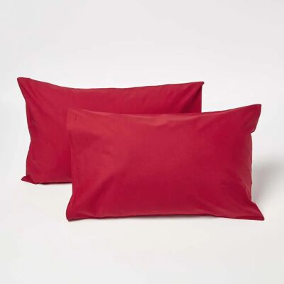 Homescapes Red Cotton Kids Pillowcases - 40 x 60 cm, 2 Pack Homescapes Red Cotton Kids Pillowcases - 40 x 60 cm, 2 Pack