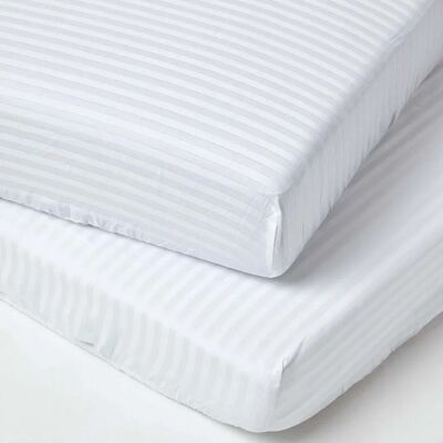 Homescapes Egyptian Cotton Cot Fitted Sheets - 330 TC, White Homescapes Egyptian Cotton Cot Fitted Sheets - 330 TC, White