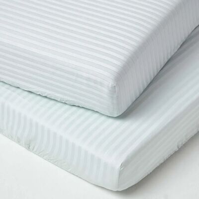 Homescapes Blue Cotton Fitted Sheets - Baby Bedding Set Homescapes Blue Cotton Fitted Sheets - Baby Bedding Set