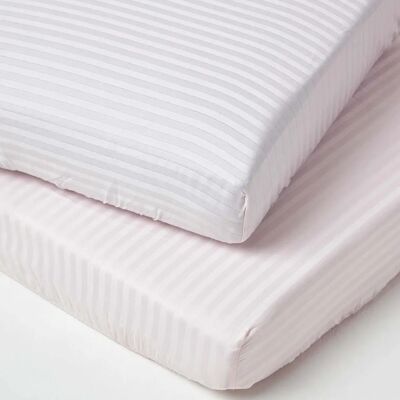 Homescapes Pink Cotton Fitted Sheets - Cot Bed Linen Set Homescapes Pink Cotton Fitted Sheets - Cot Bed Linen Set