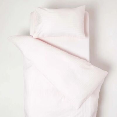 Homescapes Pink Cotton Striped Cot Bed Duvet Cover Set - Cot Bed Homescapes Pink Cotton Striped Cot Bed Duvet Cover Set - Cot Bed