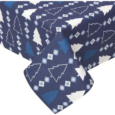 Homescapes Blue Winterland Cotton Christmas Tablecloth - Tablecloth Homescapes Blue Winterland Cotton Christmas Tablecloth - Tablecloth