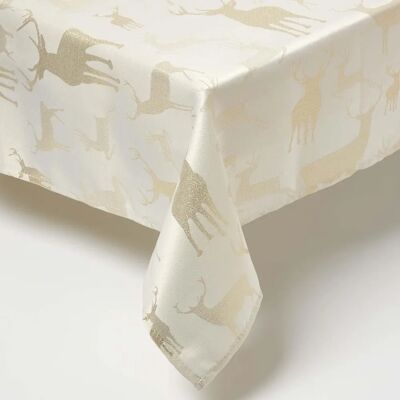 Homescapes Gold Stag Christmas Table Cloth - Table Cloth Homescapes Gold Stag Christmas Table Cloth - Table Cloth