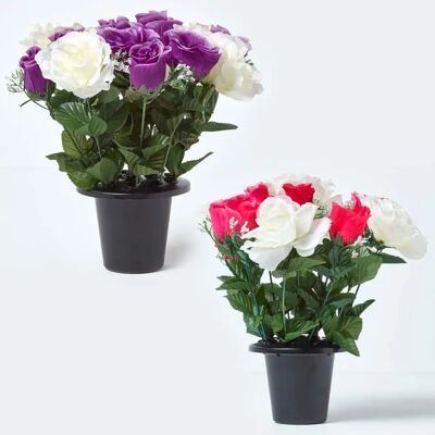 Homescapes Pink & Purple Roses Artificial Flowers - Graveside Decor Homescapes Pink & Purple Roses Artificial Flowers - Graveside Decor