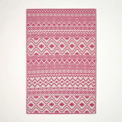 Homescapes Tia Aztec Pink & White Outdoor Rug - Outdoor Rug - Publicité Homescapes Tia Aztec Pink & White Outdoor Rug - Outdoor Rug - Publicité