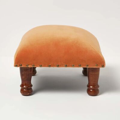 Homescapes Mabel Velours Pouf Carré - Pouf, Orange, 40x40cm - Publicité Homescapes Mabel Velours Pouf Carré - Pouf, Orange, 40x40cm - Publicité