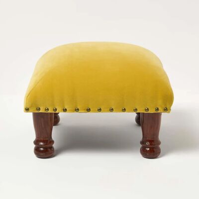 Homescapes Velours Moutarde Pouf Carré - Ottoman - Publicité Homescapes Velours Moutarde Pouf Carré - Ottoman - Publicité