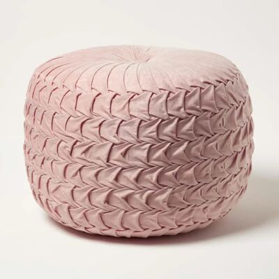 Homescapes Homescapes Pink Falten Velvet Fußhocker - Fußhocker Homescapes Homescapes Pink Falten Velvet Fußhocker - Fußhocker
