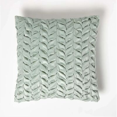 Coussin en velours plissé vert sauge - Coussin - Publicité Coussin en velours plissé vert sauge - Coussin - Publicité
