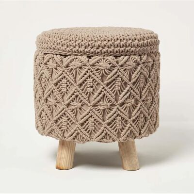 Homescapes Pouf de rangement en macramé marron - Siège - Publicité Homescapes Pouf de rangement en macramé marron - Siège - Publicité