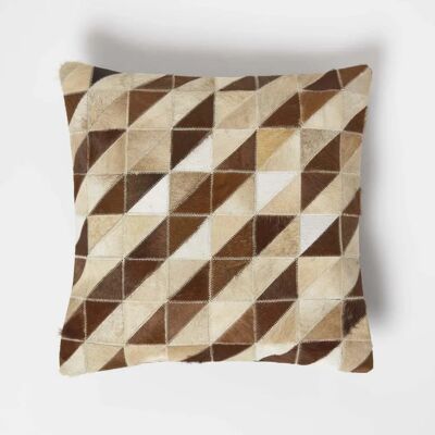 Coussin en cuir Homescapes - 45x45 cm - Motif patchwork - Publicité Coussin en cuir Homescapes - 45x45 cm - Motif patchwork - Publicité