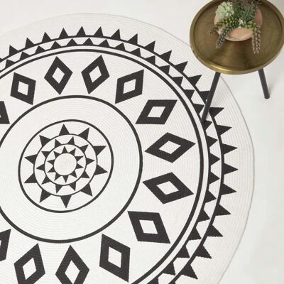 Homescapes Lia White & Black Mandala Rug - Rug Homescapes Lia White & Black Mandala Rug - Rug