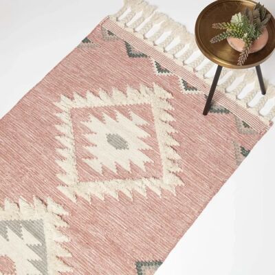 Homescapes Pali Rose Kilim en Laine - Tapis Géométrique Traditionnel - Publicité Homescapes Pali Rose Kilim en Laine - Tapis Géométrique Traditionnel - Publicité