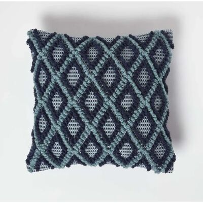 Homescapes Tula Handwoven Textured Navy & Teal Cushion - Coussin - Publicité Homescapes Tula Handwoven Textured Navy & Teal Cushion - Coussin - Publicité